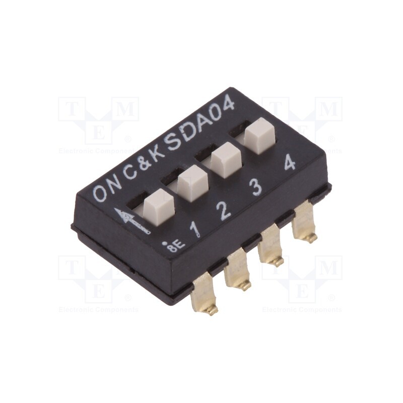 10 pcs : SDA04H1SBD - Switch: DIP-SWITCH, Poles number: 4, OFF-ON, 0.025A/24VDC, Pos: 2