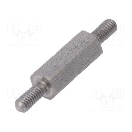 50 pcs : 442X12 - Screwed spacer sleeve, 12mm, Ext.thread: M2,5, hexagonal