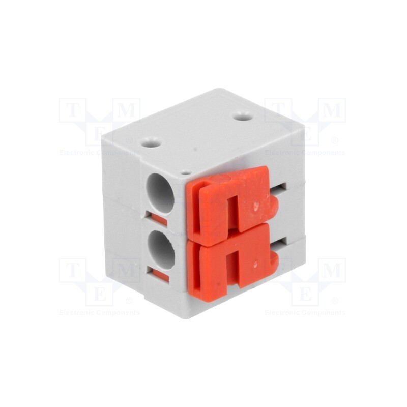 10 pcs : AC142R-02P-5.08-GRAY - PCB terminal block, angled 90°, 5.08mm, ways: 2, on PCBs, 0.5mm2