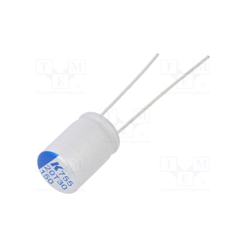 10 pcs : A755KS157M1DAAE020 - Capacitor: polymer, low ESR, 150uF, 20VDC, ESR: 20mΩ, A755, THT, ±20%