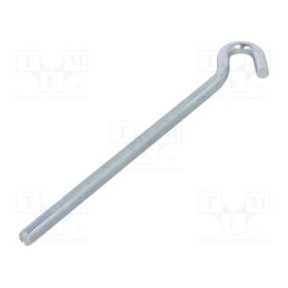 10 pcs : HZ10225 - Hook, angular, steel, zinc, Thread len: 180mm, Overall len: 225mm