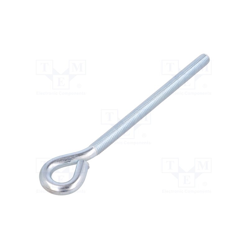 10 pcs : HO10180 - Hook, ring, steel, zinc, Thread len: 132mm, Overall len: 180mm