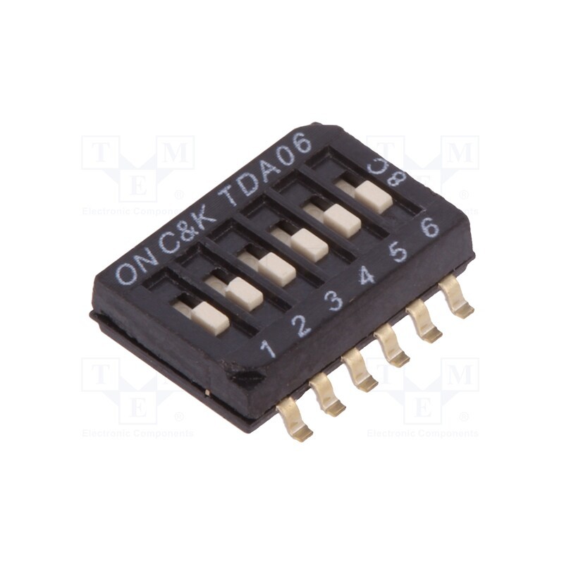 10 pcs : TDA06H0SB1 - Switch: DIP-SWITCH, Poles number: 6, OFF-ON, 0.025A/24VDC, Pos: 2