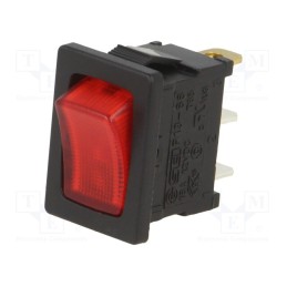 10 pcs : RF1-1A-DC-2-RL - ROCKER, SPST, Pos: 2, ON-OFF, 16A/12VDC, red, LED, Rcont max: 50mΩ