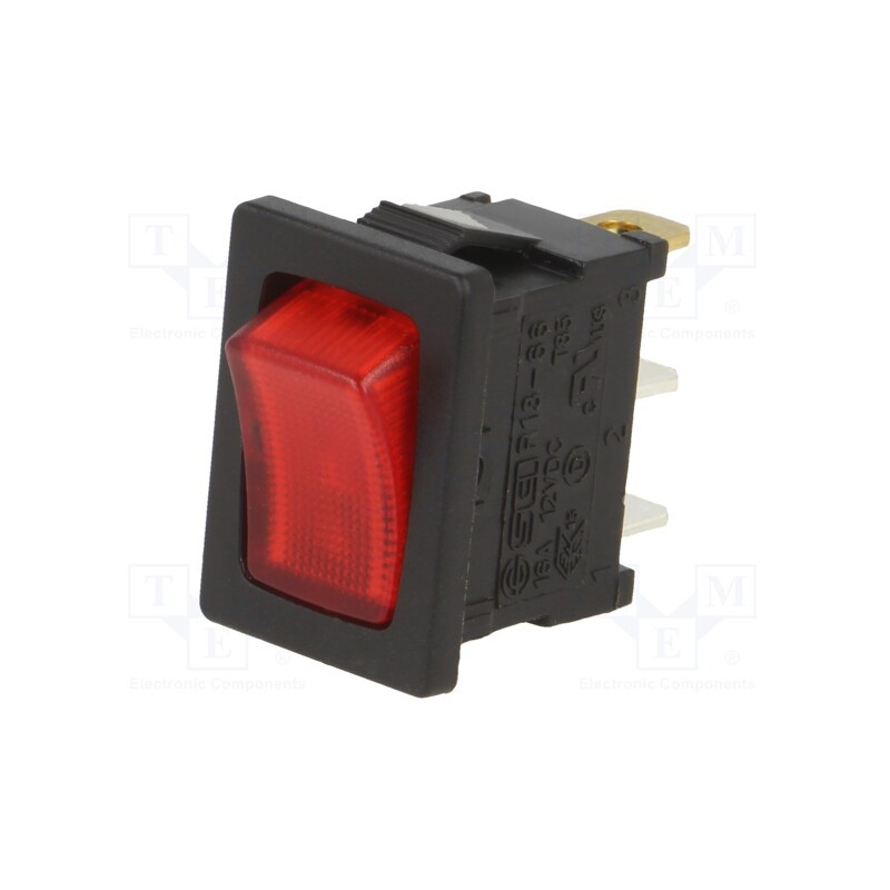 10 pcs : RF1-1A-DC-2-RL - ROCKER, SPST, Pos: 2, ON-OFF, 16A/12VDC, red, LED, Rcont max: 50mΩ