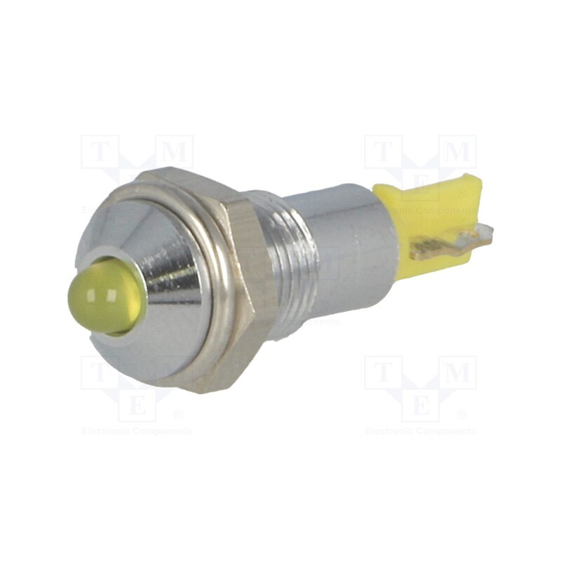 10 pcs : SMQD06104 - Indicator: LED, prominent, yellow, 24÷28VDC, Ø6.2mm, IP40, metal