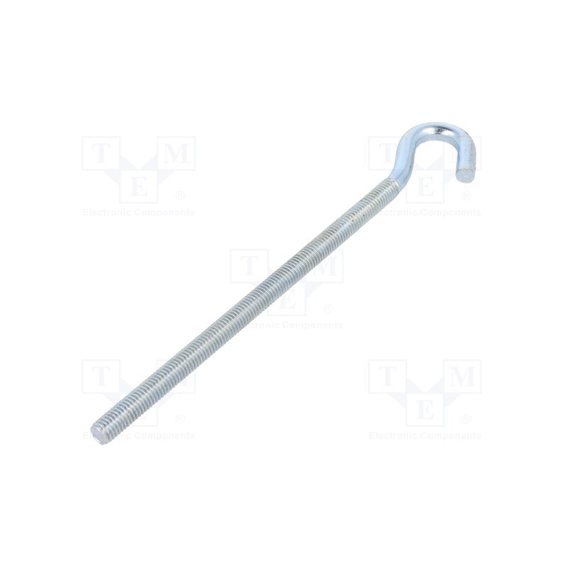 10 pcs : HZ.8185 - Hook, angular, steel, zinc, Thread len: 145mm, Overall len: 185mm
