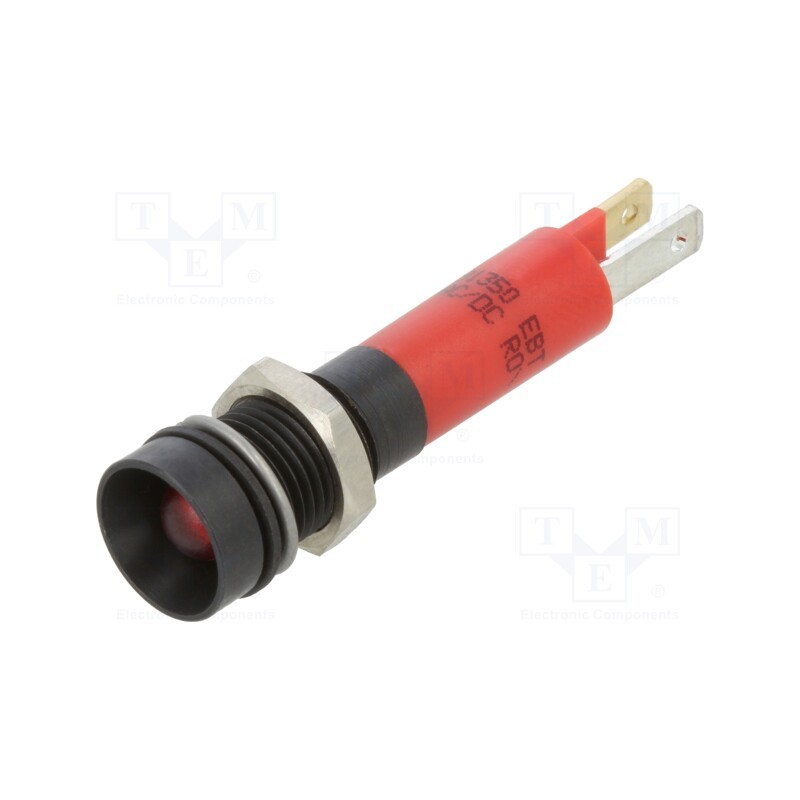 10 pcs : 19091350 - Indicator: LED, recessed, red, 24VDC, 24VAC, Ø8mm, metal,plastic