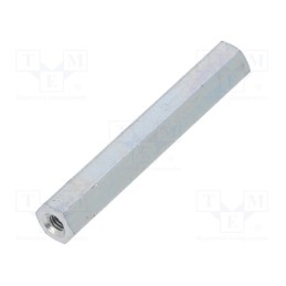 50 pcs : 125X40 - Screwed spacer sleeve, 40mm, Int.thread: M3, hexagonal, steel