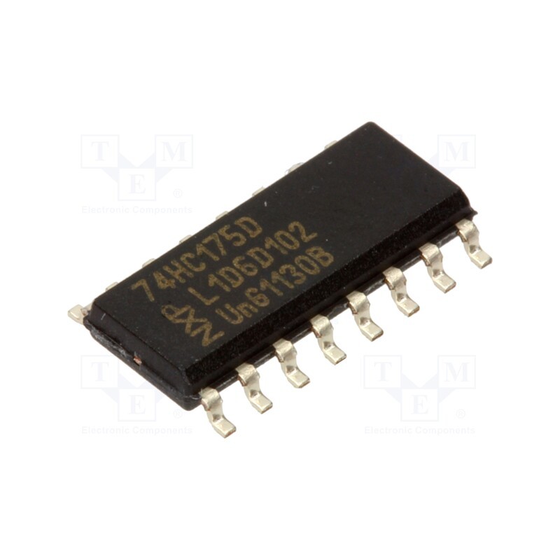 10 pcs : 74HC175D,652 - IC: digital, D flip-flop, Ch: 4, CMOS, SMD, SO16, , HC