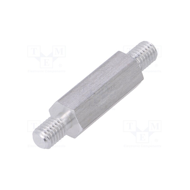 50 pcs : 438X20 - Screwed spacer sleeve, 20mm, Ext.thread: M5, hexagonal, aluminium