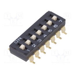 10 pcs : A6S7104H - Switch: DIP-SWITCH, Poles number: 7, ON-OFF, 0.025A/24VDC, Pos: 2