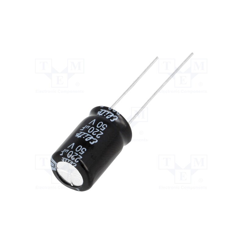 50 pcs : PF1H221MNN1016 - Capacitor: electrolytic, THT, 220uF, 50VDC, Ø10x16mm, Pitch: 5mm