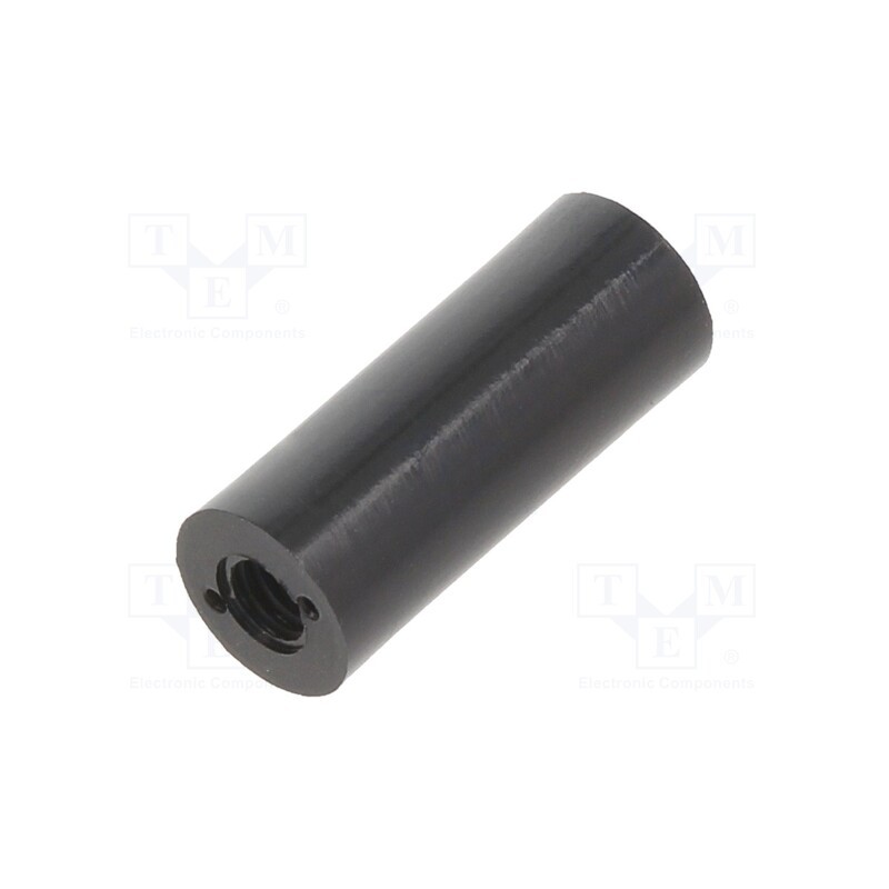 50 pcs : 187RDX20 - Spacer sleeve, cylindrical, polyamide, M4, L: 20mm, Øout: 8mm, black