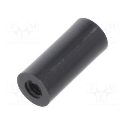 50 pcs : 187RDX18 - Spacer sleeve, cylindrical, polyamide, M4, L: 18mm, Øout: 8mm, black