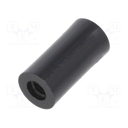50 pcs : 187RDX16 - Spacer sleeve, cylindrical, polyamide, M4, L: 16mm, Øout: 8mm, black