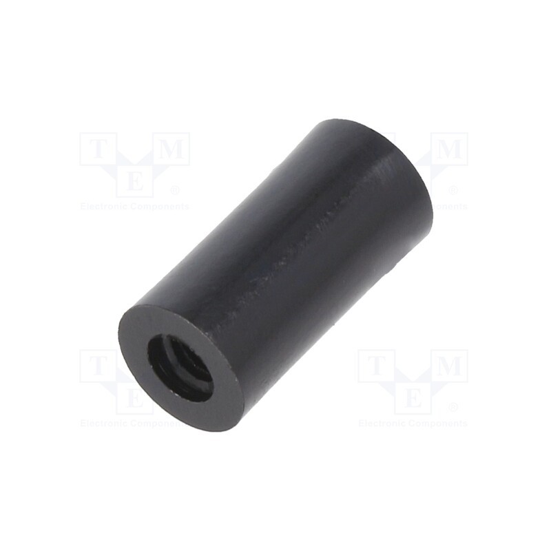 50 pcs : 187RDX16 - Spacer sleeve, cylindrical, polyamide, M4, L: 16mm, Øout: 8mm, black