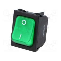 10 pcs : R13-117B-01-BG-2D-N-2 - ROCKER, DPST, Pos: 2, ON-OFF, 10A/250VAC, green, neon lamp, 250V