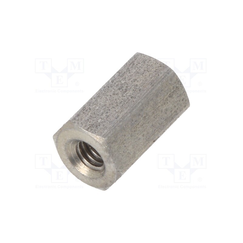 50 pcs : 142X08 - Screwed spacer sleeve, 8mm, Int.thread: M2,5, hexagonal
