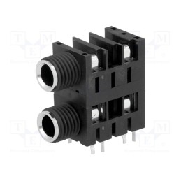 10 pcs : ACJM-MHDC - Socket, Jack 6,3mm, female, mono,double,with double switch, THT