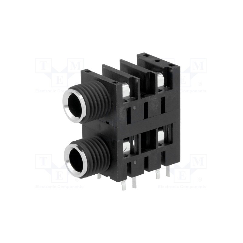 10 pcs : ACJM-MHDC - Socket, Jack 6,3mm, female, mono,double,with double switch, THT