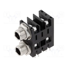 10 pcs : ACJM-MHDCM - Socket, Jack 6,3mm, female, mono,double,with double switch, THT
