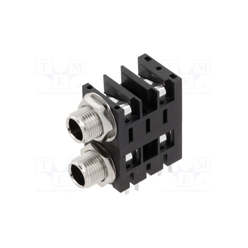 10 pcs : ACJM-MHDCM - Socket, Jack 6,3mm, female, mono,double,with double switch, THT