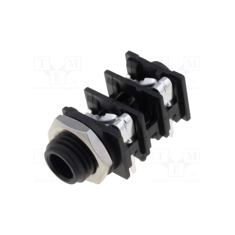 10 pcs : ACJM-MHOP - Socket, Jack 6,3mm, female, mono,with double switch, ways: 2, THT