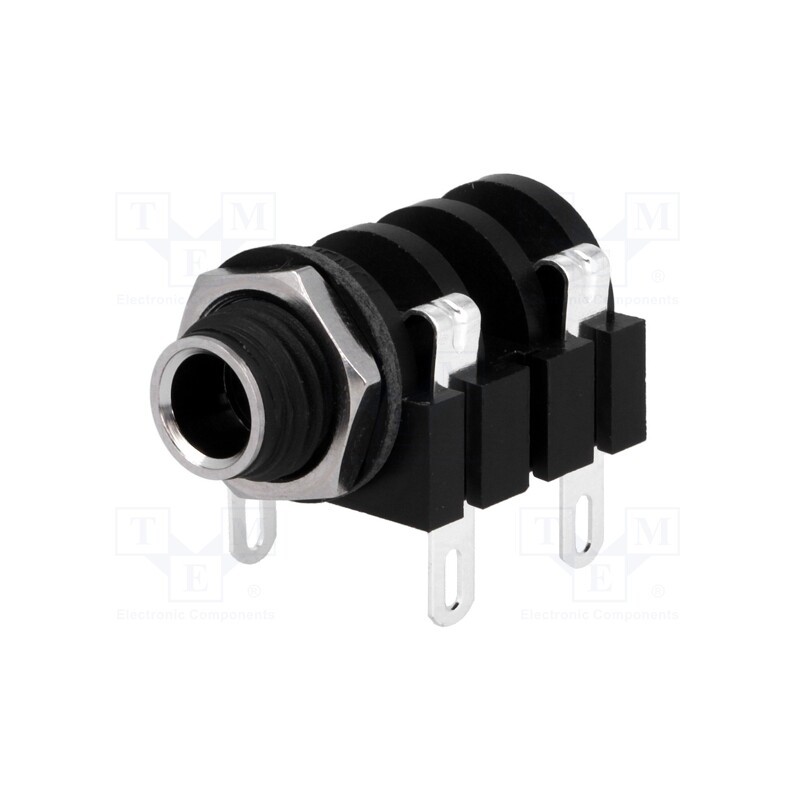 10 pcs : ACJM-MHS - Socket, Jack 6,3mm, female, mono, ways: 2, angled 90°, soldering