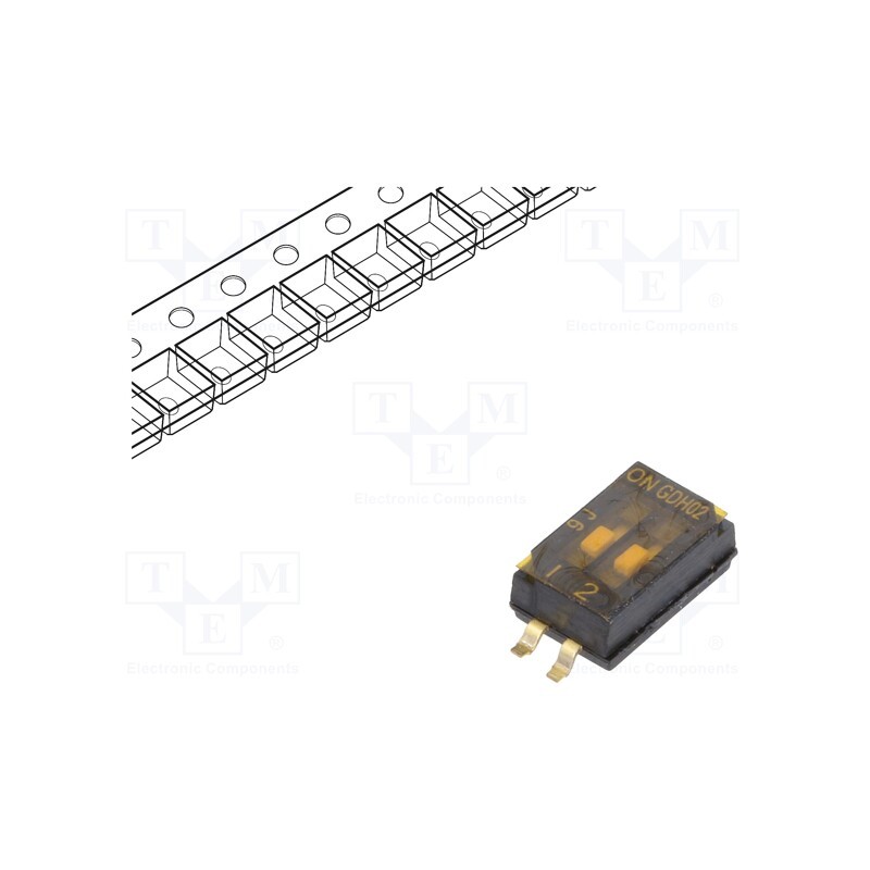 10 pcs : 1571983-3 - Switch: DIP-SWITCH, Poles number: 2, OFF-ON, 0.1A/50VDC, Pos: 2