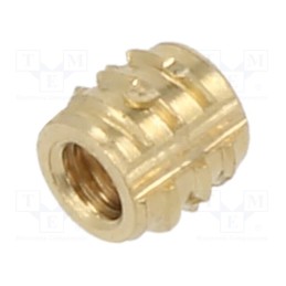 100 pcs : 145M2.5 - Threaded insert, brass, M2,5, BN 37915, L: 4mm, TRISERT®