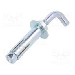 10 pcs : PHR.8.80 - Hook, straight,with a anchor, steel, zinc, Thread len: 60mm