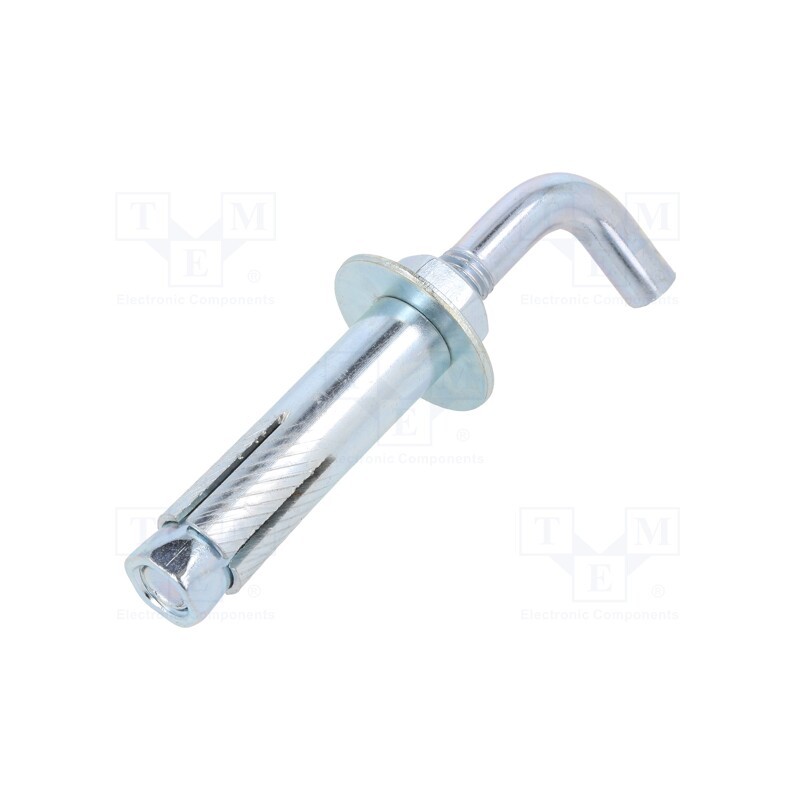 10 pcs : PHR.8.80 - Hook, straight,with a anchor, steel, zinc, Thread len: 60mm