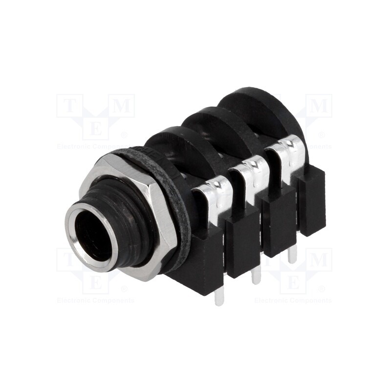 10 pcs : ACJS-MH - Socket, Jack 6,3mm, female, stereo,with double switch, ways: 3