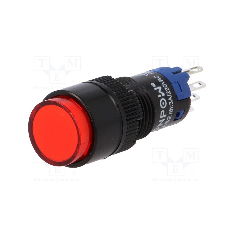10 pcs : LAS2Y-11Z/230/R - Switch: push-button, Pos: 2, SPDT, 0.5A/250VAC, 1A/24VDC, ON-ON