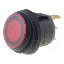 10 pcs : R13-112B8W-02-BRNN-0A-L2 - ROCKER, SPST, Pos: 2, ON-OFF, 10A/24VDC, red, IP65, LED, Ill.volt: 24V