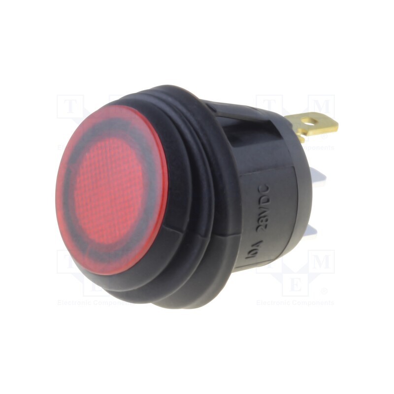 10 pcs : R13-112B8W-02-BRNN-0A-L2 - ROCKER, SPST, Pos: 2, ON-OFF, 10A/24VDC, red, IP65, LED, Ill.volt: 24V