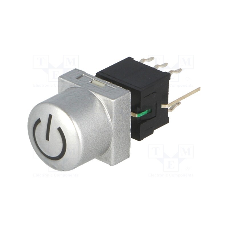 10 pcs : PB61302AL-13-101 - Switch: keypad, POWER, Pos: 2, DPDT, 0.1A/30VDC, silver, LED, THT