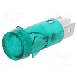 10 pcs : C282000NAD - Indicator: with neon lamp, flat, green, 230VAC, Cutout: Ø12mm