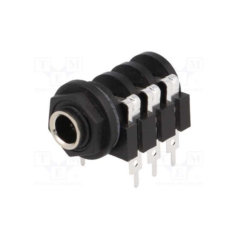 10 pcs : ACJS-PC - Socket, Jack 6,3mm, female, stereo,with double switch, ways: 3