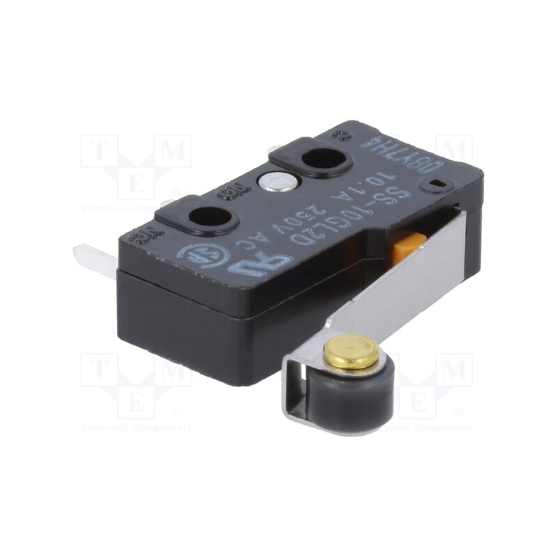 10 pcs : SS-10GL2D - Microswitch SNAP ACTION, 10A/250VAC, with lever (with roller)