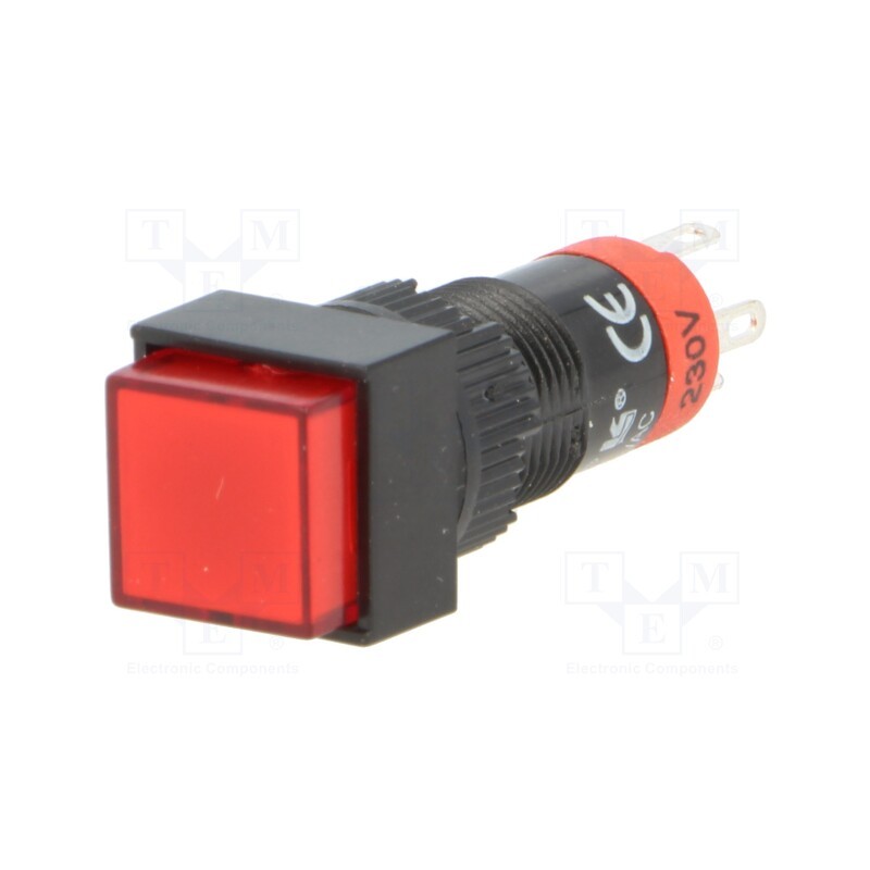 10 pcs : LAS3F-11Z/230/R - Switch: push-button, Pos: 2, SPDT, 0.5A/250VAC, 1A/24VDC, ON-ON