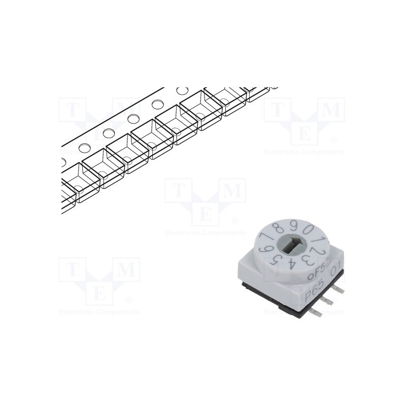 10 pcs : P65SMT101TR - Encoding switch, DEC/BCD, Pos: 10, SMD, Rcont max: 80mΩ, P65