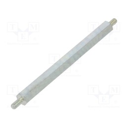 50 pcs : 425X65 - Screwed spacer sleeve, 65mm, Ext.thread: M3, hexagonal, steel