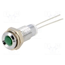 10 pcs : M.3030G - Indicator: LED, prominent, green, Ø6mm, for PCB, brass, ØLED: 3mm