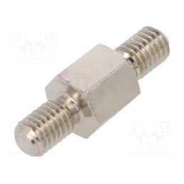50 pcs : 418X08 - Screwed spacer sleeve, 8mm, Ext.thread: M5, hexagonal, brass