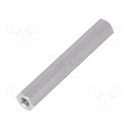 50 pcs : 136X45 - Screwed spacer sleeve, 45mm, Int.thread: M4, hexagonal, aluminium