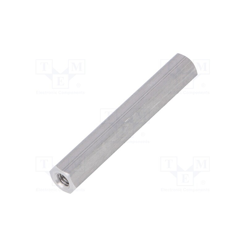50 pcs : 136X45 - Screwed spacer sleeve, 45mm, Int.thread: M4, hexagonal, aluminium