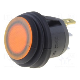 10 pcs : R13-112B8W-02-BYNN-0A-L2 - ROCKER, SPST, Pos: 2, ON-OFF, 10A/24VDC, yellow, IP65, LED, 50mΩ