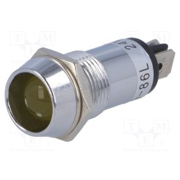 10 pcs : R9-86L-01-12YELLOW - Indicator: LED, recessed, yellow, 12VDC, Ø14.2mm, IP40, brass